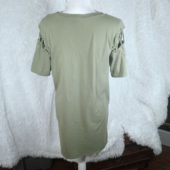 FOREVER 21 ARMY GREEN CRISSCROSS SLEEVE DRESS SZ.M EUC - Picture 4 of 6